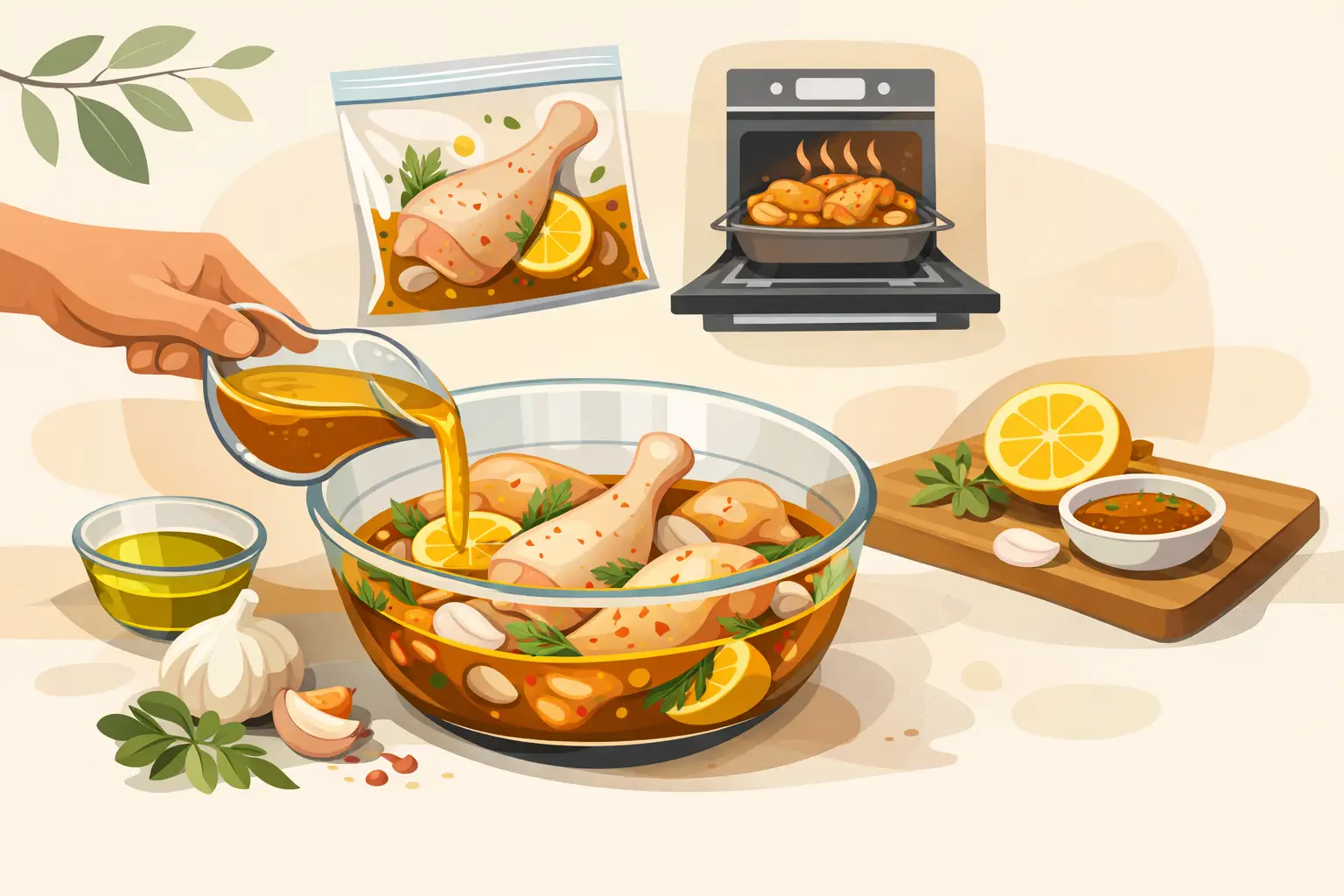 Kip marineren voor oven voor een sappig resultaat
